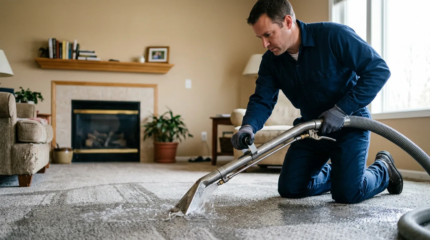 Water damage restoration technician working near Texline, TX